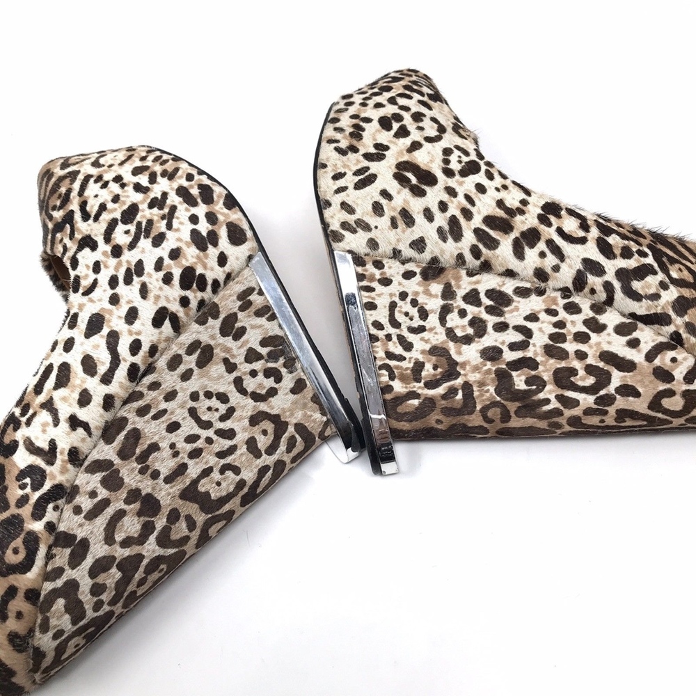 L.A.M.B. Brown White Fur Platform Dorothee Wedges_9